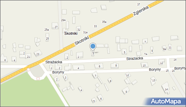 Skotniki, Strażacka, 3, mapa Skotniki