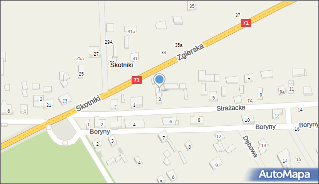 Skotniki, Strażacka, 3a, mapa Skotniki