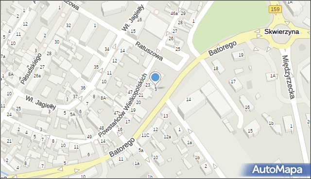 Skwierzyna, Stefana Batorego, 3, mapa Skwierzyna