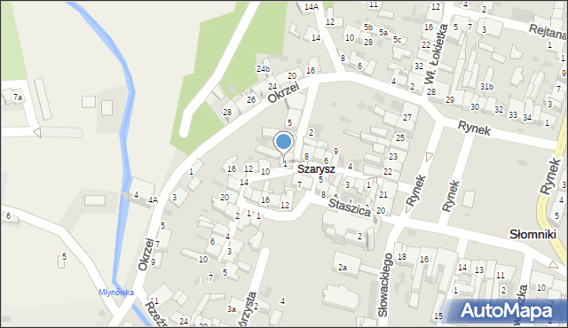 Słomniki, Strzelecka, 1, mapa Słomniki