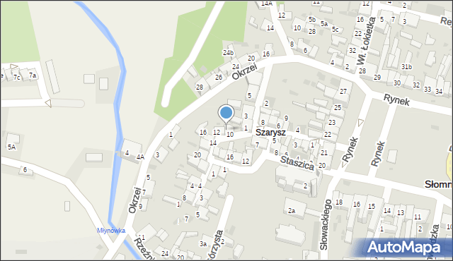 Słomniki, Strzelecka, 10, mapa Słomniki