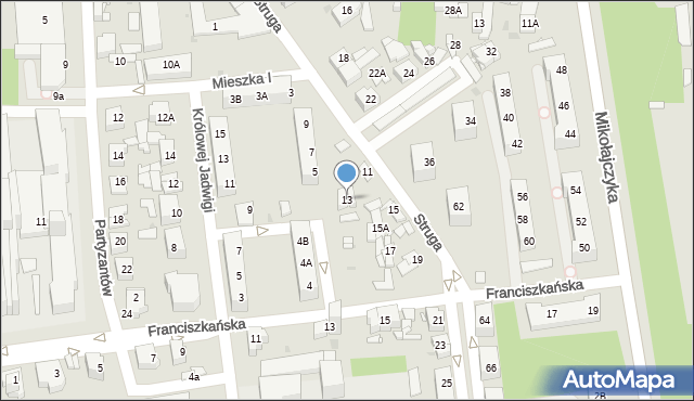 Sosnowiec, Struga Andrzeja, 13, mapa Sosnowca