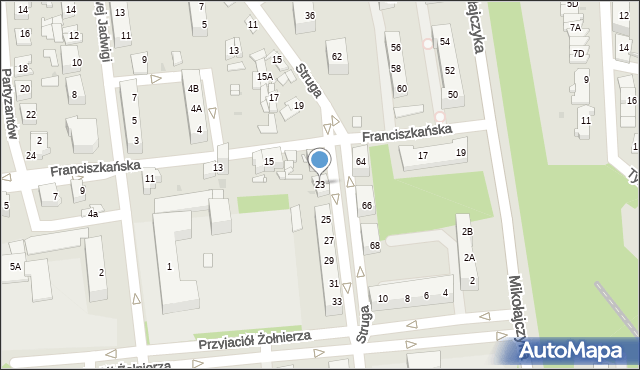 Sosnowiec, Struga Andrzeja, 23, mapa Sosnowca
