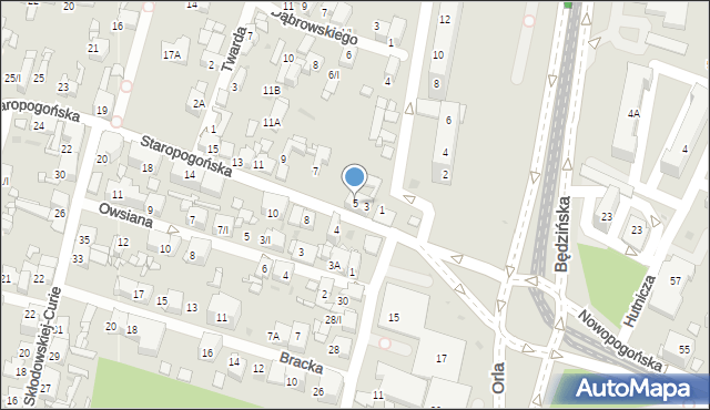 Sosnowiec, Staropogońska, 5, mapa Sosnowca