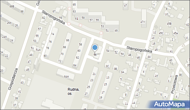 Sosnowiec, Staropogońska, 56, mapa Sosnowca