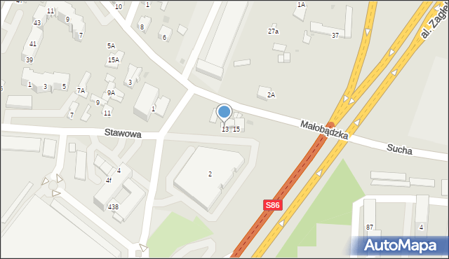 Sosnowiec, Stawowa, 13, mapa Sosnowca