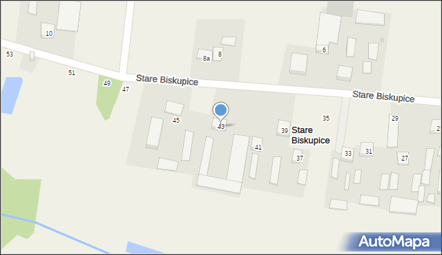 Stare Biskupice, Stare Biskupice, 43, mapa Stare Biskupice