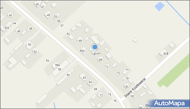 Stare Kozłowice, Stare Kozłowice, 67, mapa Stare Kozłowice