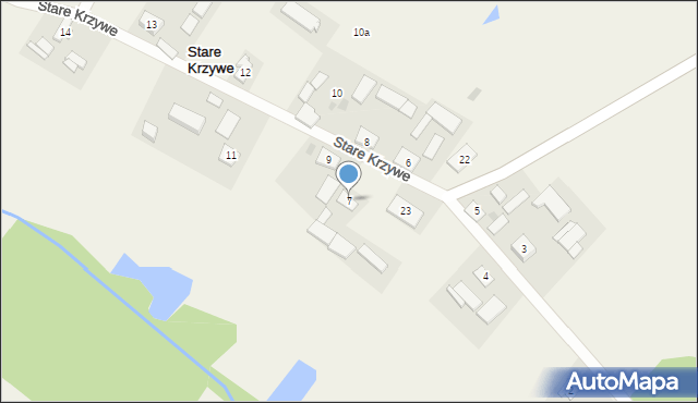 Stare Krzywe, Stare Krzywe, 7, mapa Stare Krzywe