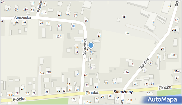 Staroźreby, Strażacka, 9, mapa Staroźreby