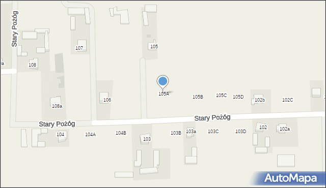 Stary Pożóg, Stary Pożóg, 105A, mapa Stary Pożóg