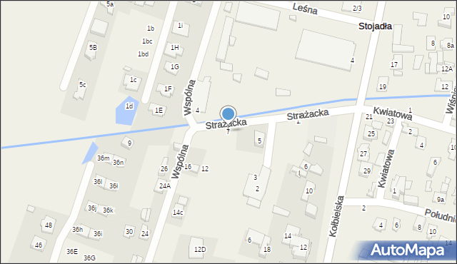 Stojadła, Strażacka, 7, mapa Stojadła