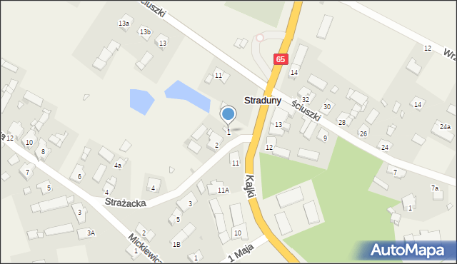 Straduny, Strażacka, 1, mapa Straduny