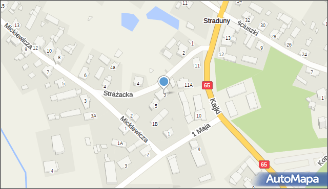 Straduny, Strażacka, 3, mapa Straduny