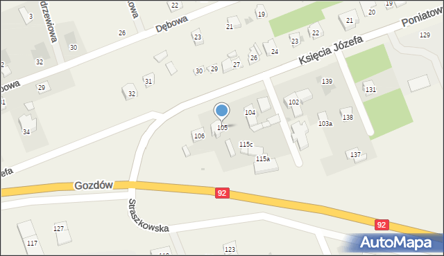 Straszków, Straszków, 105, mapa Straszków