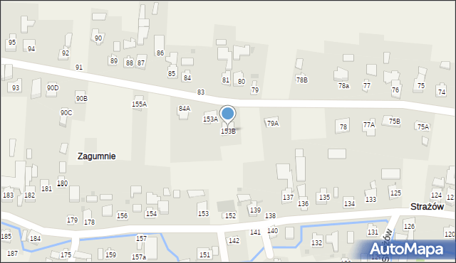 Strażów, Strażów, 153B, mapa Strażów