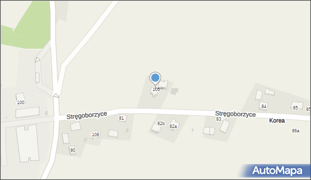 Stręgoborzyce, Stręgoborzyce, 105, mapa Stręgoborzyce