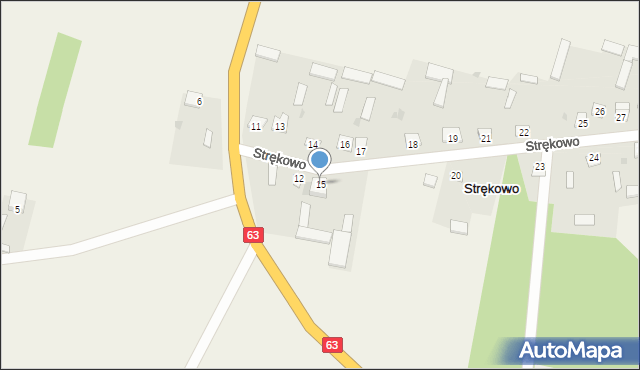 Strękowo, Strękowo, 15, mapa Strękowo