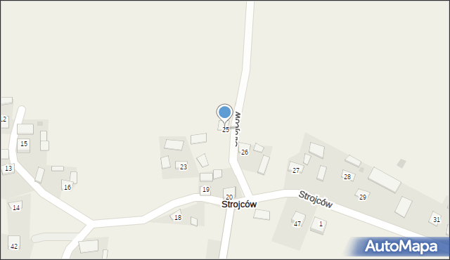 Strojców, Strojców, 25, mapa Strojców