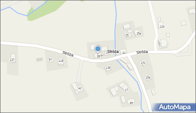 Stróża, Stróża, 18, mapa Stróża