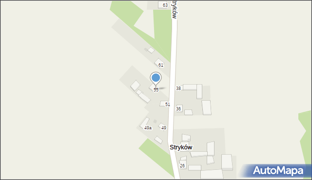 Stryków, Stryków, 55, mapa Stryków