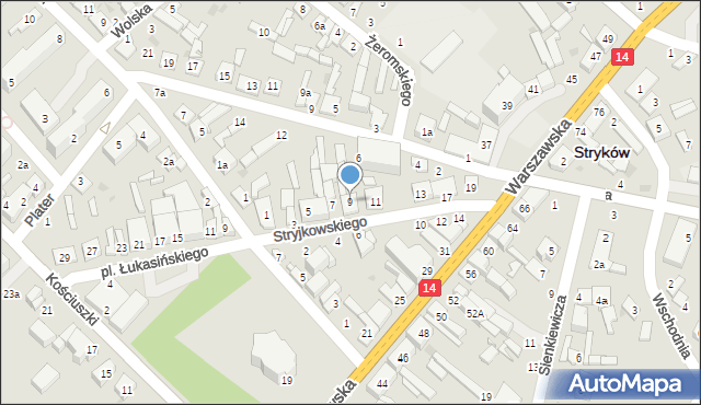 Stryków, Stryjkowskiego Macieja, 9, mapa Stryków
