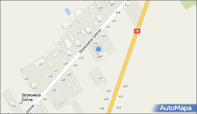 Strykowice Górne, Strykowice Górne, 118, mapa Strykowice Górne