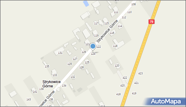 Strykowice Górne, Strykowice Górne, 124, mapa Strykowice Górne