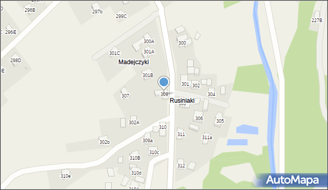 Stryszawa, Stryszawa, 309, mapa Stryszawa