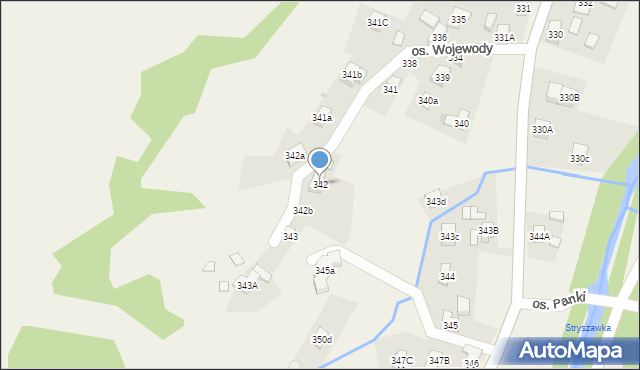 Stryszawa, Stryszawa, 342, mapa Stryszawa