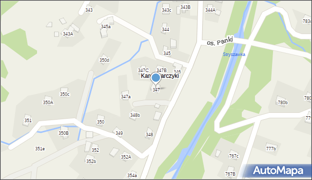 Stryszawa, Stryszawa, 347, mapa Stryszawa