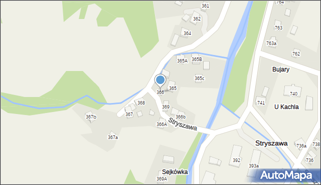 Stryszawa, Stryszawa, 366, mapa Stryszawa