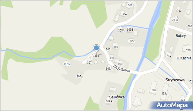 Stryszawa, Stryszawa, 368, mapa Stryszawa