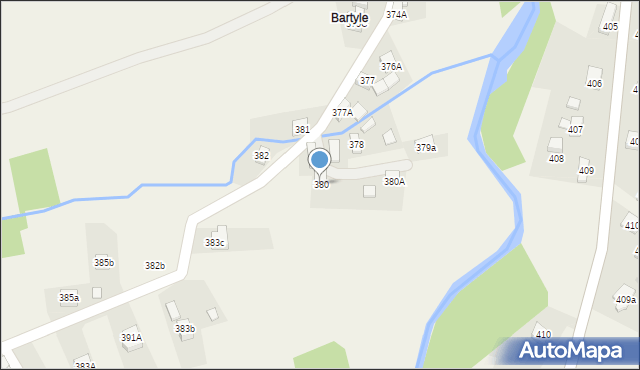 Stryszawa, Stryszawa, 380, mapa Stryszawa