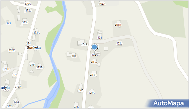 Stryszawa, Stryszawa, 402A, mapa Stryszawa