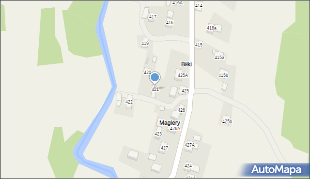 Stryszawa, Stryszawa, 421, mapa Stryszawa