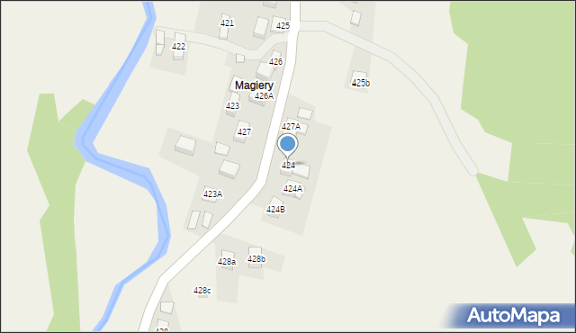 Stryszawa, Stryszawa, 424, mapa Stryszawa