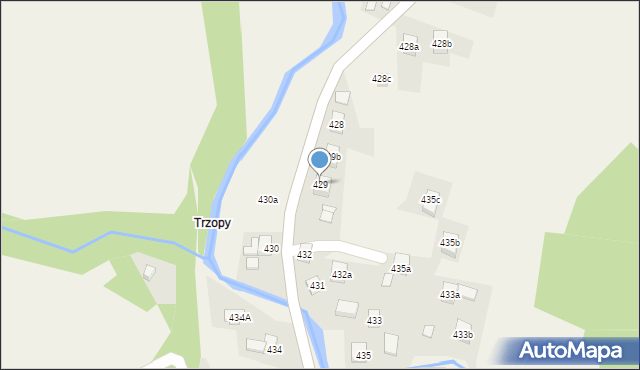Stryszawa, Stryszawa, 429, mapa Stryszawa