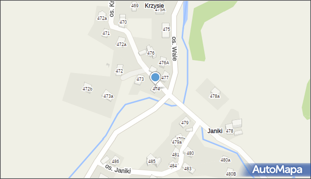 Stryszawa, Stryszawa, 474, mapa Stryszawa