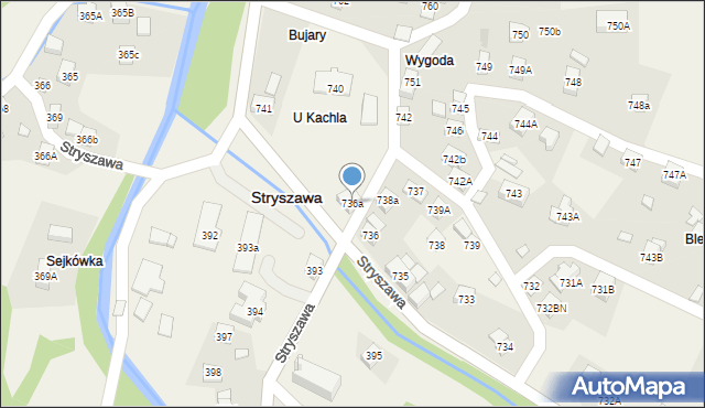 Stryszawa, Stryszawa, 736a, mapa Stryszawa