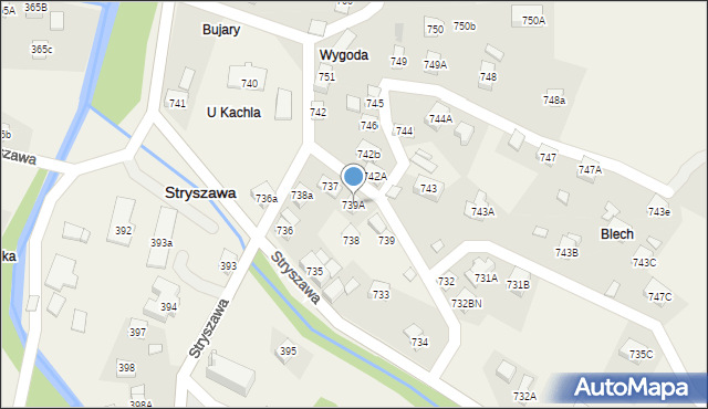 Stryszawa, Stryszawa, 739A, mapa Stryszawa