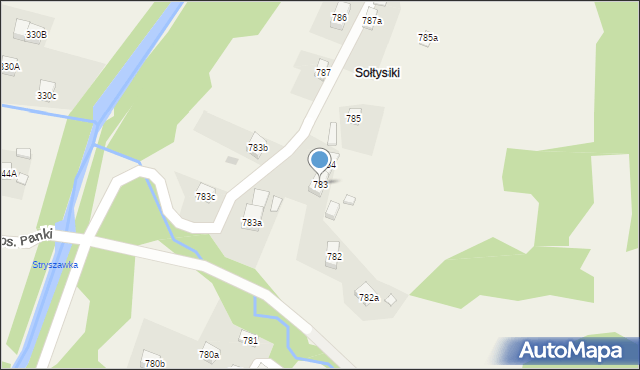 Stryszawa, Stryszawa, 783, mapa Stryszawa