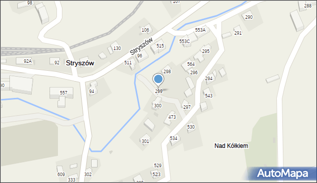 Stryszów, Stryszów, 299, mapa Stryszów