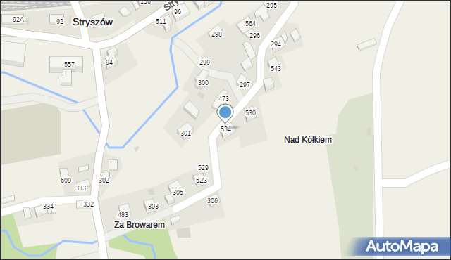 Stryszów, Stryszów, 534, mapa Stryszów