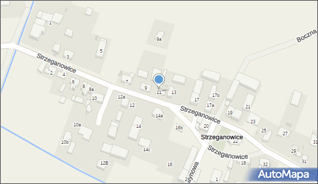 Strzeganowice, Strzeganowice, 11, mapa Strzeganowice