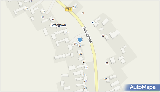 Strzegowa, Strzegowa, 29, mapa Strzegowa