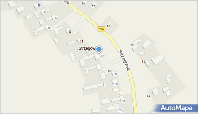 Strzegowa, Strzegowa, 31, mapa Strzegowa