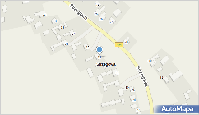 Strzegowa, Strzegowa, 33, mapa Strzegowa