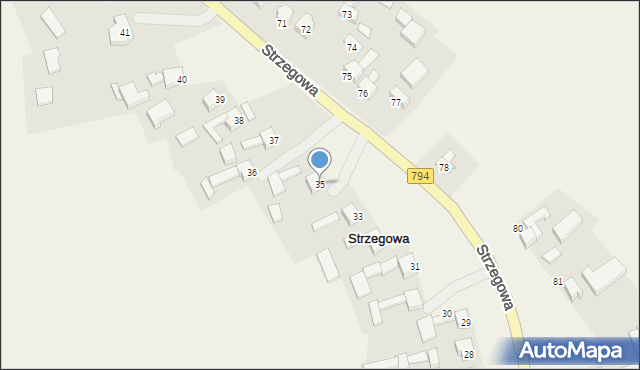 Strzegowa, Strzegowa, 35, mapa Strzegowa