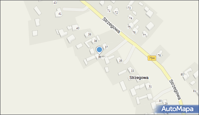 Strzegowa, Strzegowa, 36, mapa Strzegowa